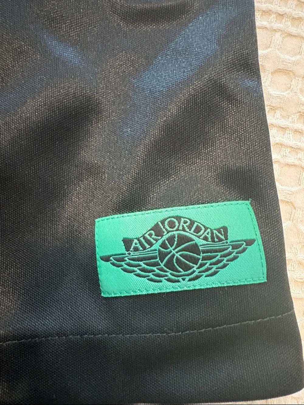 Air Jordan X Aleali May Women's Black Pleated Shorts with Blue & Green Accents - Picture 7 of 9